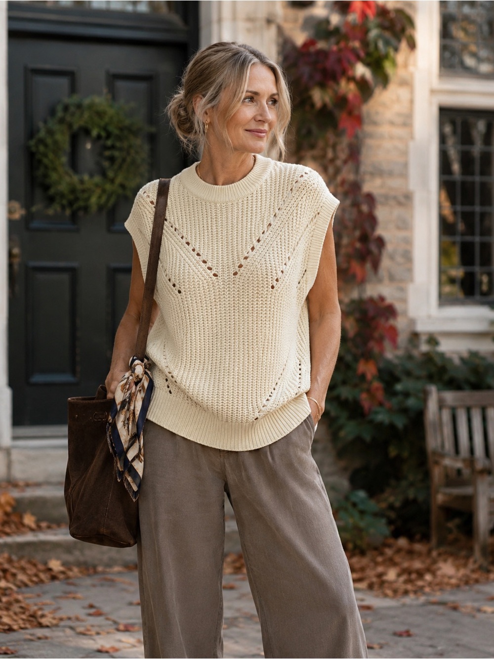 Madewell Cream Chunky Knit Sleeveless Sweater Vest XL Like New EUC